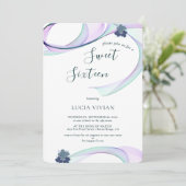 Moderne Paarse mini Floral Sweet Sixteen Birthday Kaart (Staand voorkant)