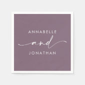 Moderne paarse minimal hedendaagse bruiloft servet (Voorkant)