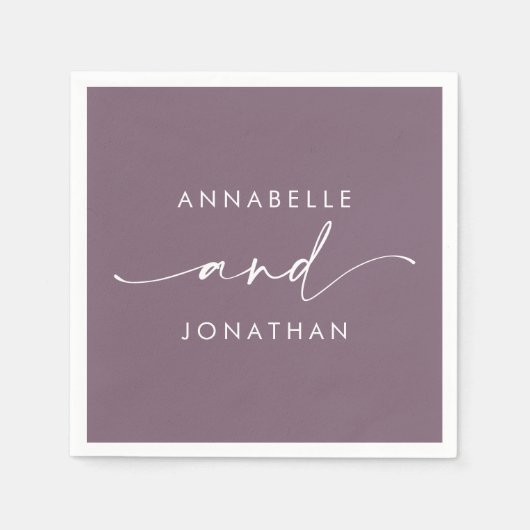 Moderne paarse minimal hedendaagse bruiloft servet (Voorkant)