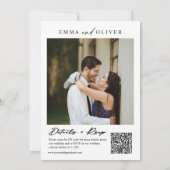 Moderne Paarse minimale bruiloft QR-code voor hede Kaart (Achterkant)