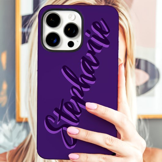 Moderne Paarse Minimalistische Script Naam Case-Mate iPhone Case