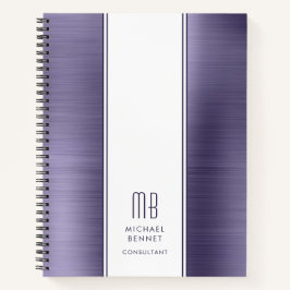 Moderne Paarse Monogram Business Notitieboek