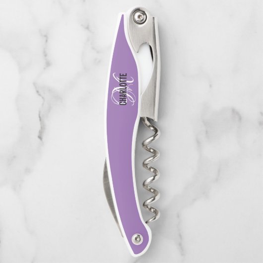 Moderne paarse monogram kurkentrekker (Achterkant)