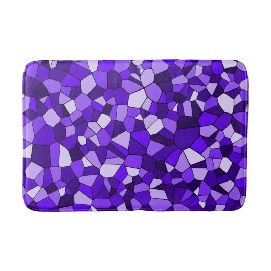 Moderne Paarse Mozaïek Geometrisch Badmat (Voorkant)