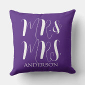 Moderne Paarse Mr en Mrs Script Trouw  Kussen (Achterkant)