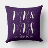 Moderne paarse Mr en Mrs Script trouw  Kussen (Achterkant)