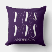 Moderne paarse Mr en Mrs Script trouw  Kussen (Voorkant)