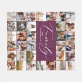 Moderne paarse multi-foto scriptfamilie elegant fleece deken (Voorkant (Horizontaal))
