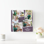 Moderne paarse multi-fotoreportemonnee vierkante klok<br><div class="desc">Moderne paarse,  eenvoudige hedendaagse,  elegante multi-fotorehuis decor klok. Ideale verjaardag,  Kerstmis,  verjaardag,  Moederdag,  vaders dag,  nieuw thuis,  trouwcadeau.</div>