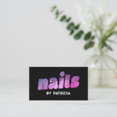 Moderne Paarse nagels Glitter Drips Script Nail Te Visitekaartje (Staand voorkant)