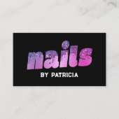 Moderne Paarse nagels Glitter Drips Script Nail Te Visitekaartje (Voorkant)