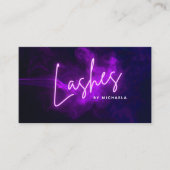 Moderne Paarse neon- en rookuitslag/Eyelash-uitbre Visitekaartje (Voorkant)