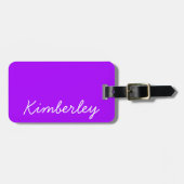 Moderne Paarse Neon Monogram Trendy Mode kleuren Bagagelabel (Voorkant horizontaal)