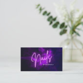 Moderne Paarse Neon & Rook Nagelstylist Visitekaartje (Staand voorkant)
