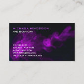 Moderne Paarse Neon & Rook Nagelstylist Visitekaartje (Achterkant)