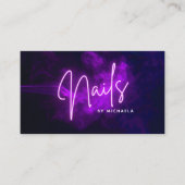 Moderne Paarse Neon & Rook Nagelstylist Visitekaartje (Voorkant)