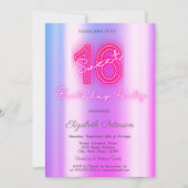 Moderne Paarse Neon Sweet 16 Kaart (Voorkant)