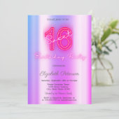 Moderne Paarse Neon Sweet 16 Kaart (Staand voorkant)
