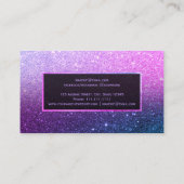 Moderne paarse ombre blue glitter chic ombre make- visitekaartje (Achterkant)