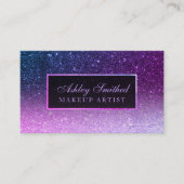 Moderne paarse ombre blue glitter chic ombre make- visitekaartje (Voorkant)