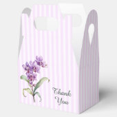Moderne Paarse Orchidee Stripes Bloemen 60ste Verj Bedankdoosjes (Geopend)