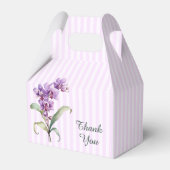 Moderne Paarse Orchidee Stripes Bloemen 60ste Verj Bedankdoosjes (Voorkant Zijde)