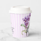 Moderne Paarse Orchidee Stripes Bloemen 60ste Verj Papieren Bekers (Links)