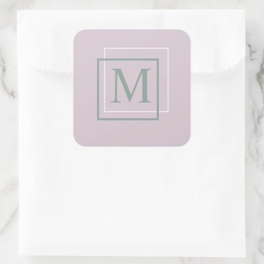 Moderne Paarse Pastel Monogram Sticker (Tas)
