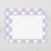 Moderne Paarse pastel Violet Gingham-spelcontrole Notitiekaartje (Voorkant / Achterkant)