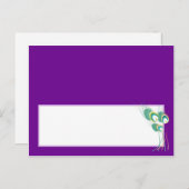 Moderne Paarse Pauw bruiloft schrijfbare plaats ka Briefkaart (Voorkant / Achterkant)