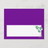 Moderne Paarse Pauw bruiloft schrijfbare plaats ka Briefkaart (Voorkant)