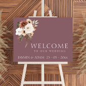 Moderne Paarse peach Floral Wedding Welcome Sign Poster