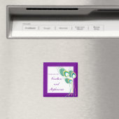 Moderne Paarse Peacock bruiloft magneet gunst (Insitu (Vaatwasser))