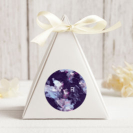 Moderne Paarse penseelstreken Monogram bruiloft Ronde Sticker