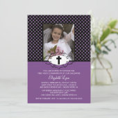 Moderne Paarse poka Dots First Community Inture Kaart (Staand voorkant)