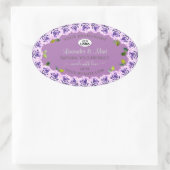 Moderne Paarse productlabels: bloeiende Rozen Logo Ovale Sticker (Tas)