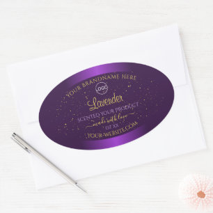 Moderne Paarse productlabels Gold Glitter add Logo Ovale Sticker