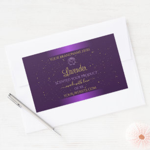 Moderne Paarse productlabels Gold Glitter Floral Rechthoekige Sticker