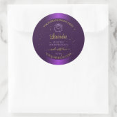 Moderne Paarse productlabels Gold Glitter Floral Ronde Sticker (Tas)