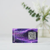 Moderne Paarse Professionele Kaart QR Code Nagelst Visitekaartje (Staand voorkant)