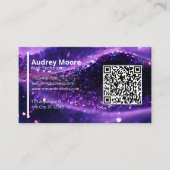 Moderne Paarse Professionele Kaart QR Code Nagelst Visitekaartje (Voorkant)