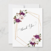 Moderne Paarse Pruim Blush Roze Bloemen Bruiloft Bedankkaart (Voorkant)