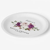 Moderne Paarse Pruim Blush Roze Bloemen Bruiloft Papieren Bordje (Gekanteld)