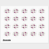 Moderne Paarse Pruim Blush Roze Bloemen Bruiloft Ronde Sticker (Vel)