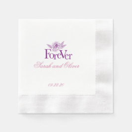 Moderne Paarse Pur bruiloft Bloemen Servet