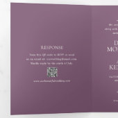 Moderne Paarse QR Code Elegante Trouwdag Drieluik Uitnodiging (Binnenzijde eerst)