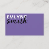 Moderne Paarse QR Code Trendy Zwart & Wit Script Visitekaartje (Voorkant)