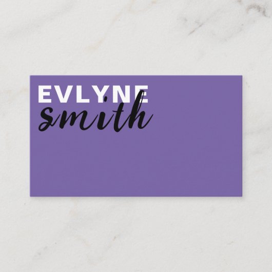 Moderne Paarse QR Code Trendy Zwart & Wit Script Visitekaartje (Voorkant)