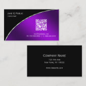 Moderne, Paarse QR Elegant Professional Visitekaartje (Voorkant / Achterkant)