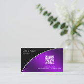 Moderne, Paarse QR Elegant Professional Visitekaartje (Staand voorkant)